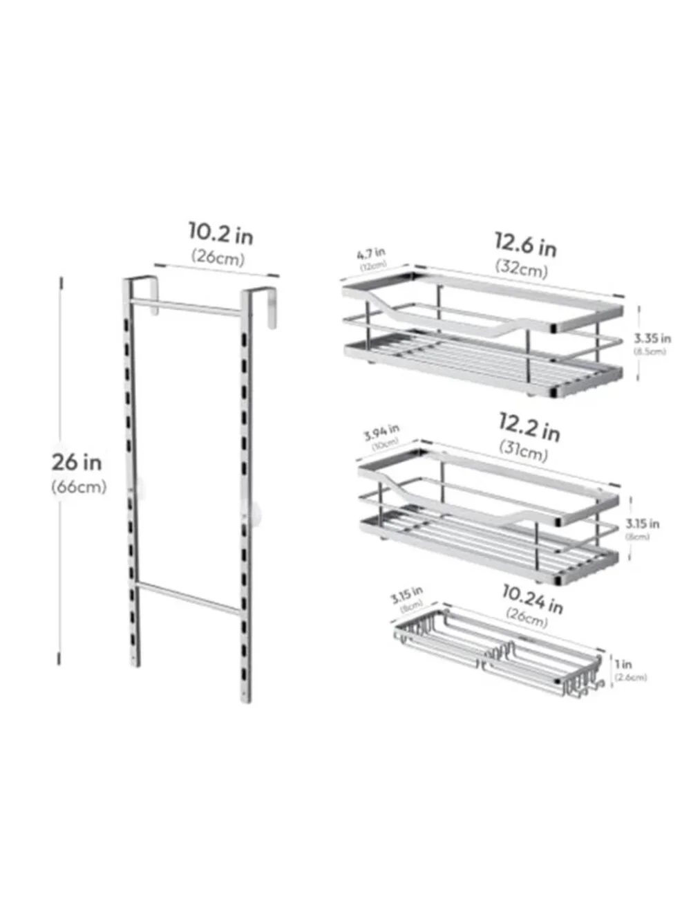 Over Door Shower Caddy 3 Tier Stainless Hanging Bathroom Organizer Rust Proof